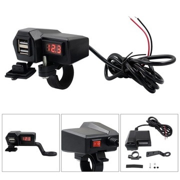 ЗАРЯДНОЕ УСТРОЙСТВО ДЛЯ МОТОЦИКЛА ВОЛЬТМЕТР 2xUSB