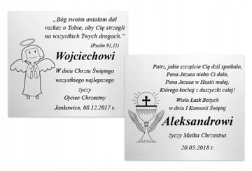 OBRAZEK SREBRNY ANIOŁ SERCE PAMIĄTKA CHRZTU GRAWER