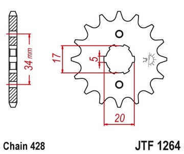 Передняя звездочка JT 15z 428 Honda CB CBR CBF Kymco Hipster Stryker Zing 125 куб.см