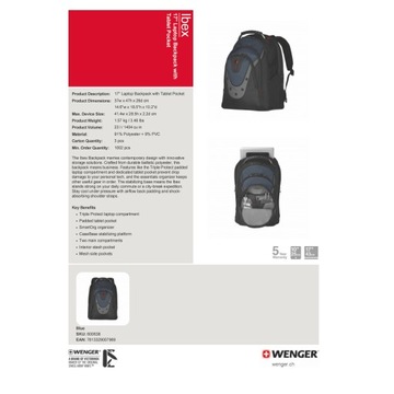 Рюкзак WENGER IBEX 17 дюймов SwissGear 600638