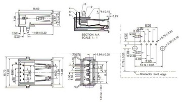 Gniazdo USB A 3.0 9 pin lutowane do płyty głównej THT DIP