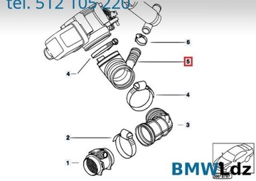 фото thumb №5, Труба повітропровід шланг всмоктуючий повітря bmw 320i 323i 325i 328i 520i 523i 528i