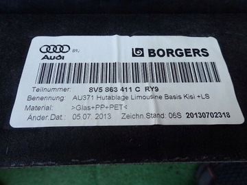 фото thumb №13, Полка багажника задняя a3 8v5 b&o sedan 8v5863411c