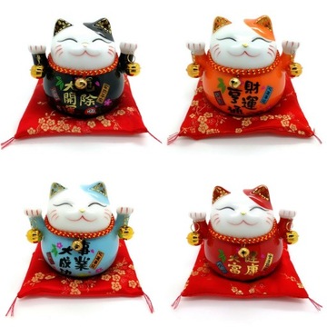 SKARBONKA Kot Maneki-Neko Szczęścia Porcelana 12cm