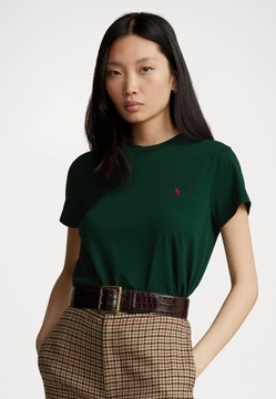 POLO RALPH LAUREN damski t-shirt okrągły dekolt zielona koszulka basic