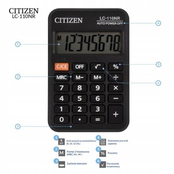 Калькулятор CITIZEN LC-110NR