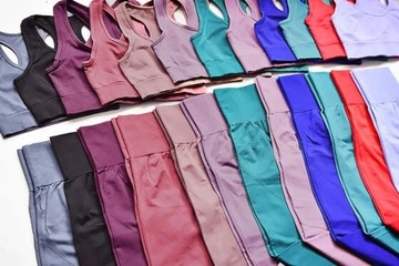 Damski komplet UniquYou Violet M treningowy zestaw top legginsy HIT