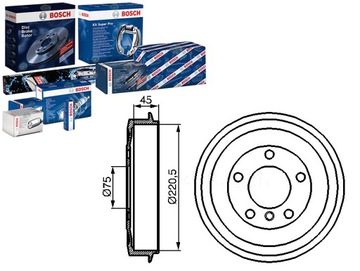 фото thumb №1, Bosch барабаны тормозные зад bmw 3 e36 1.6-1.8 09.9