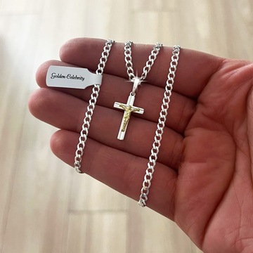 СЕРЕБРЯНОЕ ОЖЕРЕЛЬЕ + КРЕСТ С ХРИСТОМ 925 + ГРАВИРОВКА ПОДТВЕРЖДЕНИЕ ПРИЧАСТИЯ