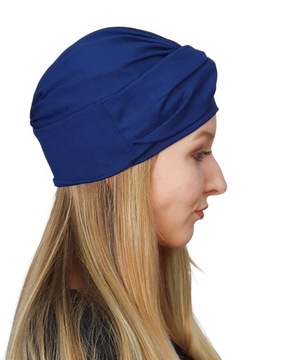 Turban Sara 12 z wiskozy modna czapka bez wzoru także po chemioterapii