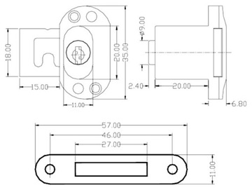 Zamek MAT do ramek aluminium drzwi wpuszczane