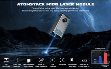 Лазерный модуль гравера/лазерная головка ATOMSTACK M100 + насос F30 130 Вт