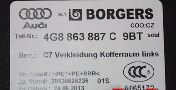 фото thumb №10, Боковина багажника левый a7 c7 4g8 4g8863887c 9bt