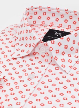 Белая мужская рубашка с красными узорами Slim Fit размера Pako Lorente. С