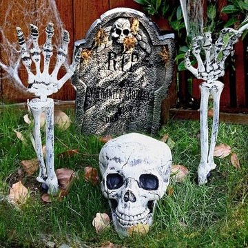 SZKIELET KOŚCIOTRUP CZASZKA DŁONI RUCHOMA SZCZĘKA NA HALLOWEEN DEKORACJA