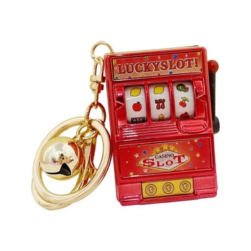 Банк Lucky Slot Machine с вращающимся барабаном. Компактный фруктовый игровой автомат красного цвета.