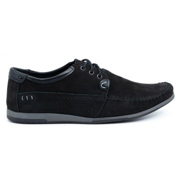 Мужские туфли кожаные лоферы с лакомы 875 Black Nubuk 49