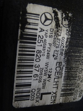 фото thumb №8, Фара лампа левый перед mercedes r w251 рестайлинг ксенон a2518203761