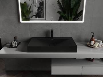 MEXEN POLI РАКОВИНА 80 x 48 СМ КОНГЛОМЕРАТ 1/O ЧЕРНЫЙ