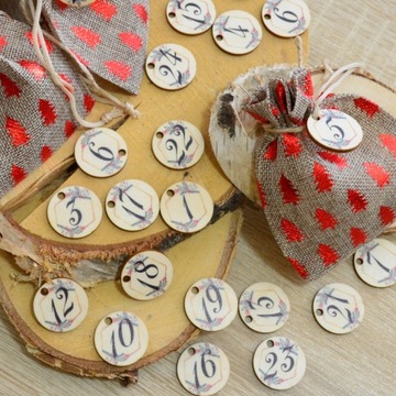 Деревянные цифры для адвент-календаря, 24 шт.