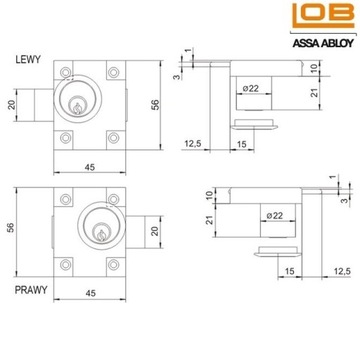 ZMB2 LOB ASSA ABLOY МЕБЕЛЬНЫЙ ЗАМОК