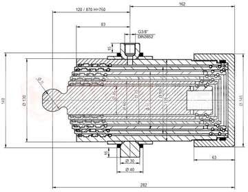 NISKI SIŁOWNIK CYLINDER TELESKOP DO PRZYCZEPY 105/5/750 SKOK 750 HYDROLIDER