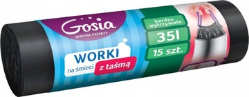 Мешки для мусора Gosia с ЛЕНТОЙ, 35л, 15 шт.
