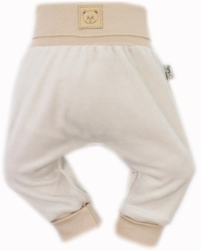CIEPŁE SPODNIE WELUROWE PÓŁŚPIOCHY 80 SPODENKI BAGGY - LIGHT SAND