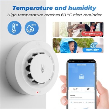 Датчик дыма температуры и влажности TUYA WiFi/беспроводная сигнализация WIFI
