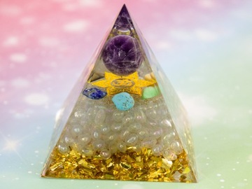PIRAMIDKA ORGONIT TOPAZ TURKUS KAMIEŃ KSIĘŻYCOWY 6 cm HARMONIA CZAKRY MOC