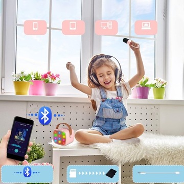 Набор для караоке Портативный Bluetooth-динамик со светодиодной подсветкой + 2 микрофона