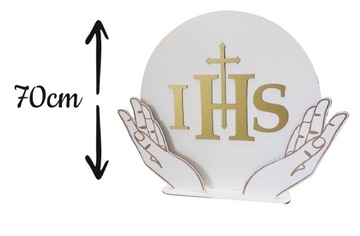Круглая доска IHS Hands под алтарь для украшения причастия 70 см