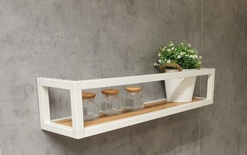 PÓŁKA NA PRZYPRAWY BIAŁY profil 70x16x14 cm dąb
