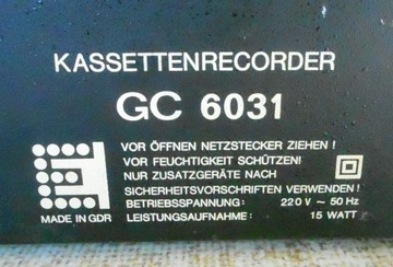 КАССЕТНЫЙ РЕГИСТРАТОР SK 6031 HI-FI, GC 6031, DDR