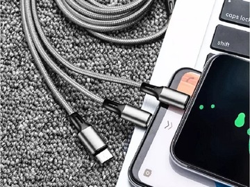 USB-кабель 3в1 для телефона, кабель Lightning для iPhone, микро-USB типа C, 1,2 м, ср.