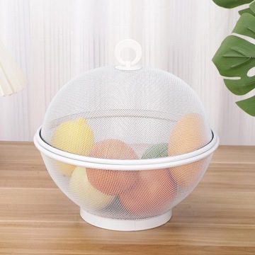 Сетчатая корзина для фруктов с крышкой Металлическая проволочная корзина Белая
