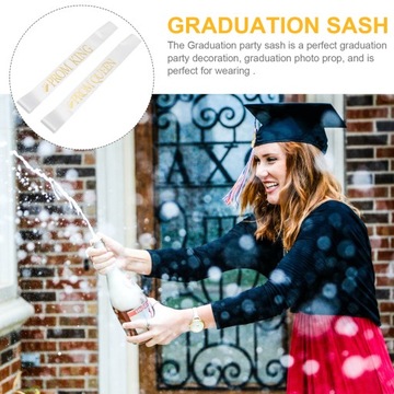 Бронзирующие ленты для костюмов Prom Queen Sash Care белого цвета