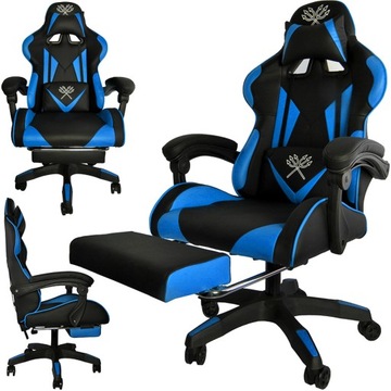 Офисное игровое кресло с поворотным ковшом для геймера, синее