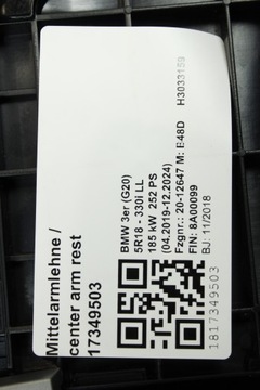 фото thumb №7, Туннель средний подлокотник чёрный bmw g20 g21 g26