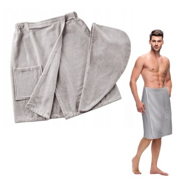 KILT RĘCZNIK KĄPIELOWY + TURBAN NA GŁOWĘ MĘSKI MEN DO SAUNY SPA BASEN