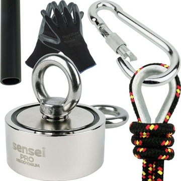 Набор Sensei 2х150 кг - НЕОДИМОВЫЙ МАГНИТ ДЛЯ ПОИСКА В ВОДЕ, веревка 25 м