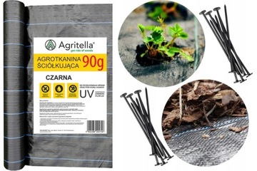 Trwała agrotkanina ściółkująca antychwasty 0,6x100m CZARNA 90g + szpilek