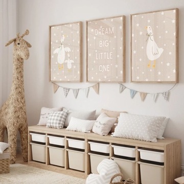 НАБОР ИЗ 3 ПОСТЕРОВ 30х40 GOOSE GEELS БЕЖЕВЫЙ КОРИЧНЕВЫЙ DREAM BIG LITTLE ONE BOHO