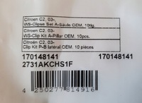 фото thumb №1, Кліпса накладки скло лобове citroen c2 oem