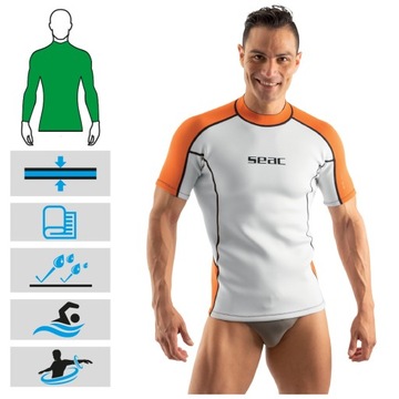 Неопреновая футболка с короткими рукавами SEAC FIT SHORT мужская 2 мм S
