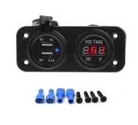 фото thumb №11, Панель woltomierz зарядний пристрій 2x usb 3,1a 2w1 роз'єм прикурювача мотоцикл