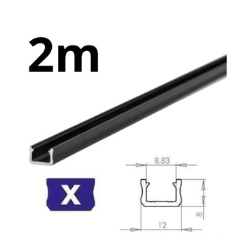 Алюминиевый профиль Narrow SLIM 12мм Черный тип X LUMINES для светодиодных лент 2 метра