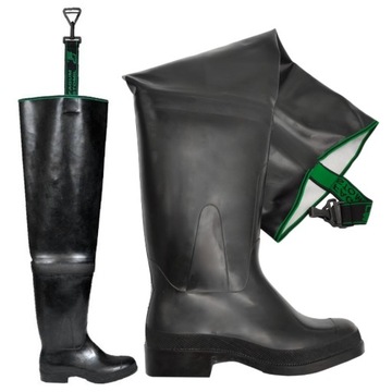 WODERY BUTY RYBACKIE DO PACHWIN CZARNE WYTRZYMAŁE POLSKIE FAGUM 819 43