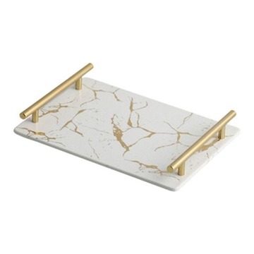 Мраморный поднос с ручкой Easy White Square.