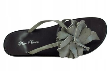 KLAPKI DAMSKIE BUTY JAPONKI SZARE KWIAT 5796 r. 37